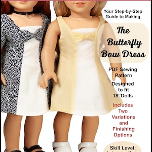 Sukienka dla lalki 18 cali w formacie PDF Wzór do szycia ~ Sukienka z kokardą motyla wykonana ręcznie dla lalek AG