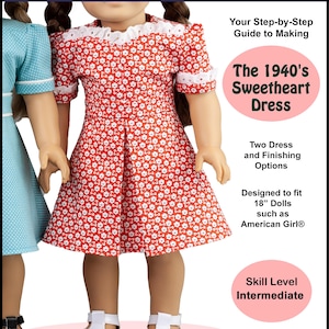 Patrón de vestido de muñeca de 18 pulgadas ~ Patrón de costura PDF del vestido de novia de los años 40