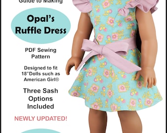 18 inch Doll Clothes Pattern ~ Opal's Ruffle Dress PDF Sewing hand made to fit historical AG Dolls