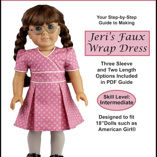18 inch doll dress pattern ~ 1940's Jeri's Faux Wrap Dress PDF Sewing Pattern hand crafted for historical AG Dolls such as American Girl®