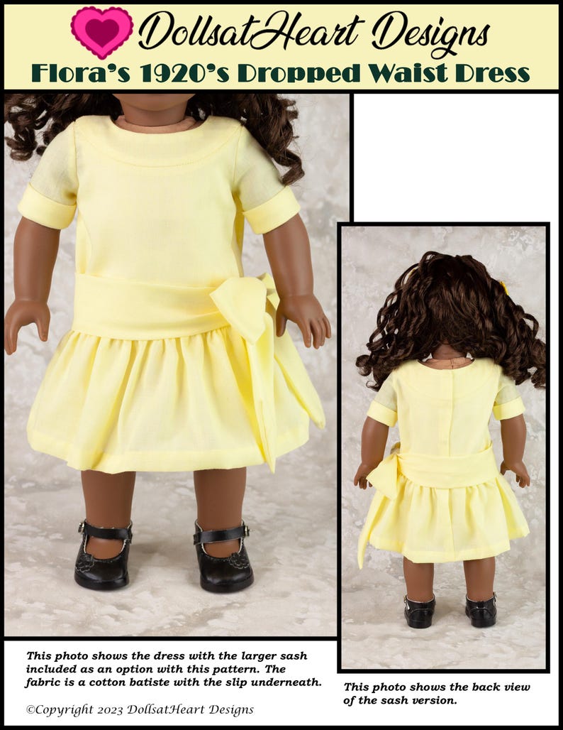 18 Zoll Puppenkleid PDF Schnittmuster ~ Flora's 1920's Dropped Waist Dress handgemacht für AG Dolls Bild 3