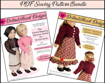 Doll Pattern Bundle - Camila's Regency Spencer Jacket PDF Sewing Pattern