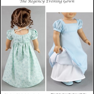 18 inch doll dress pattern - Regency Evening Gown PDF Sewing Pattern hand made for AG Dolls image 3