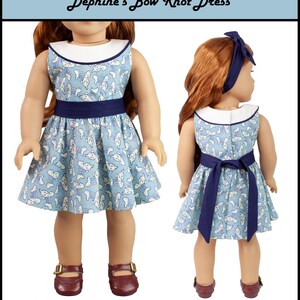 18 inch doll clothes dress pattern ~ Delphine's Bow Knot Dress PDF Sewing Pattern image 2