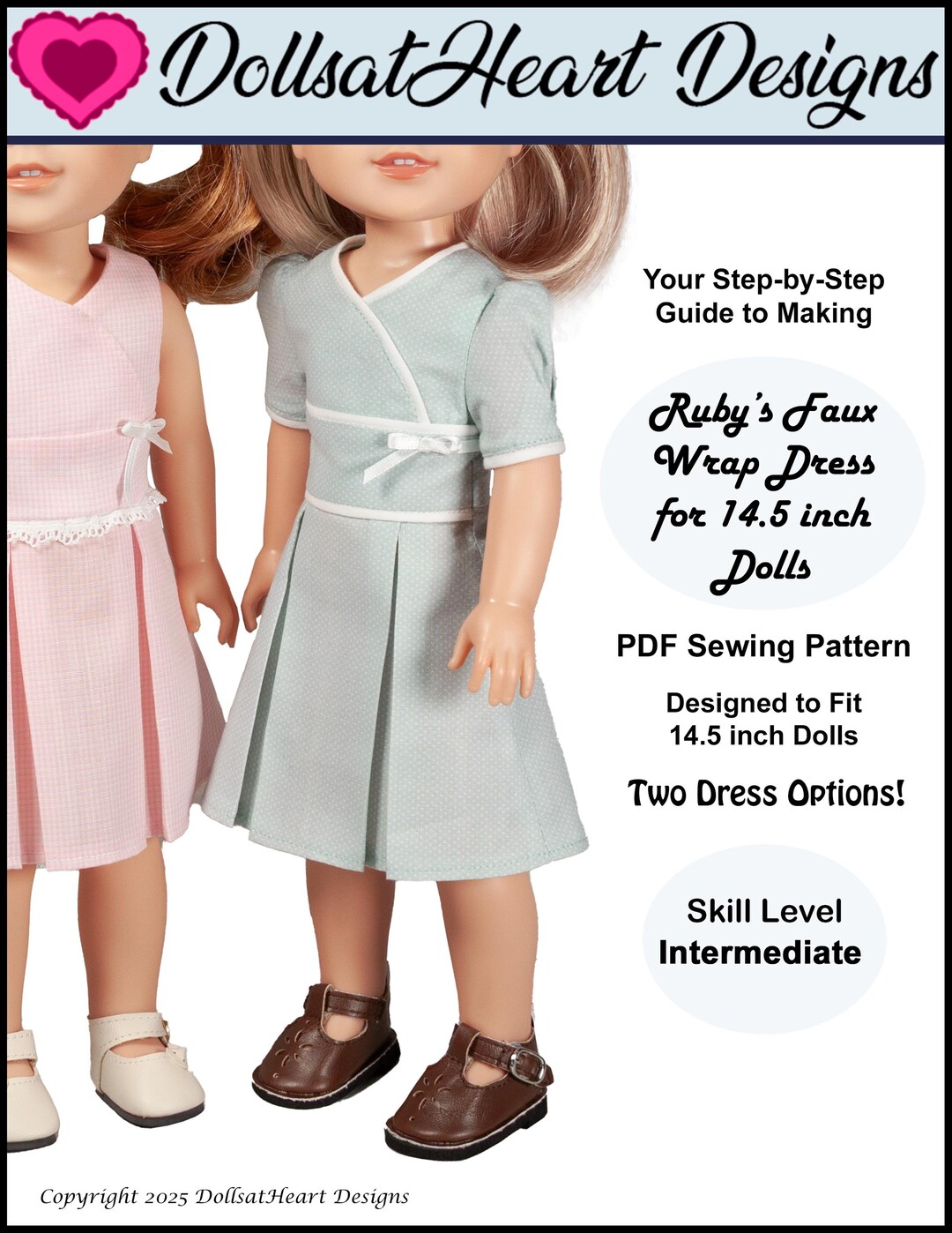 14.5 Inch Doll Dress PDF Sewing Pattern: Ruby's Faux Wrap - Etsy