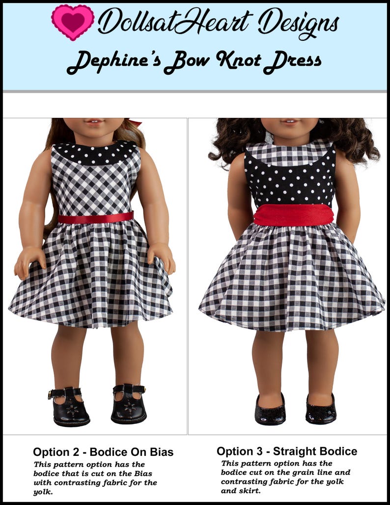 18 inch doll clothes dress pattern ~ Delphine's Bow Knot Dress PDF Sewing Pattern image 3