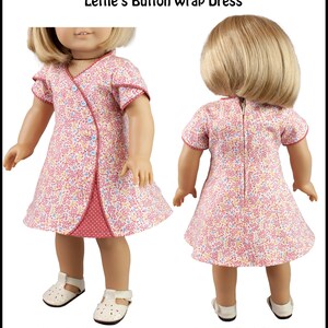 18 inch doll dress pattern ~ Lettie's Button Wrap Dress PDF Sewing Pattern crafted for fitting 18 inch Dolls image 3