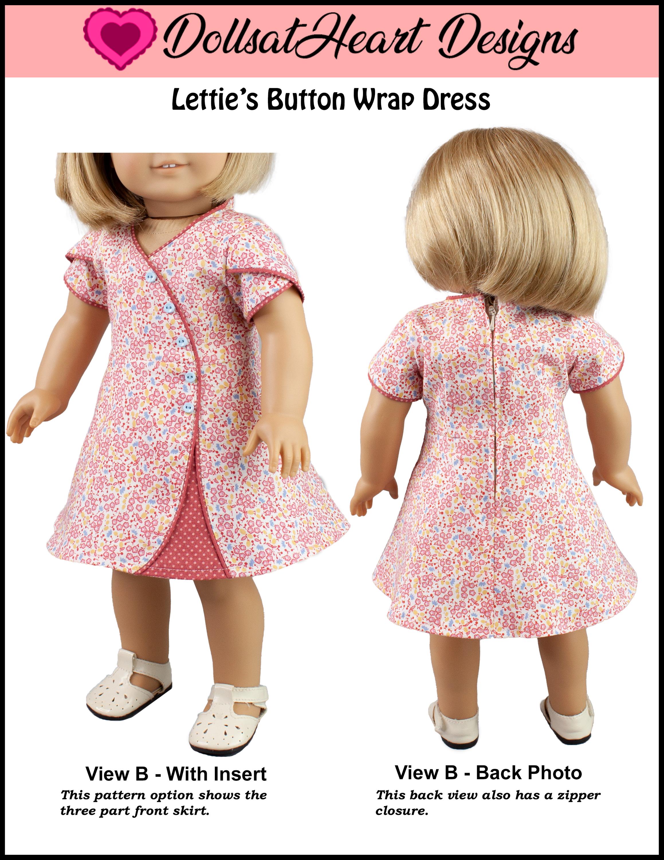 18 Inch Doll Dress Pattern ~ Lettie's Button Wrap Dress PDF Sewing ...