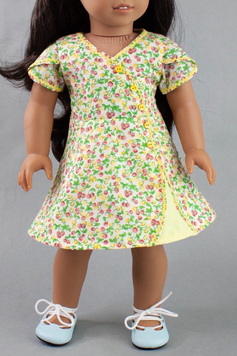 18 inch doll dress pattern ~ Lettie's Button Wrap Dress PDF Sewing Pattern crafted for fitting 18 inch Dolls image 9