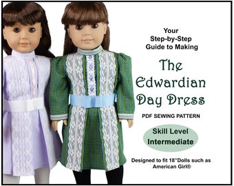 18 Zoll Puppenkleidung Schnittmuster ~ Edwardian Day Dress PDF Schnittmuster handgefertigt für historische 1900's AG Puppen wie American Girl®