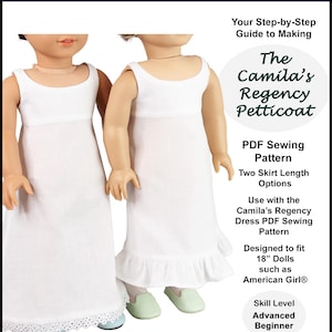 Patron de poupée de 18 pouces ~ Jupon Regency de Camila ~ Patron de couture PDF historique