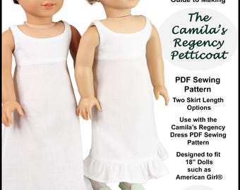 18 inch Doll Pattern ~ Camila’s Regency Petticoat ~ Historical PDF Sewing Pattern