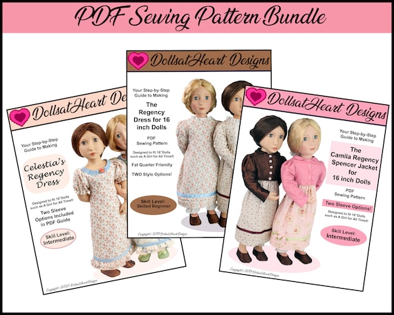 16 Inch Doll PDF Sewing Pattern Bundle Regency Dress | Etsy
