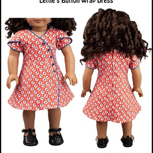 18 inch doll dress pattern ~ Lettie's Button Wrap Dress PDF Sewing Pattern crafted for fitting 18 inch Dolls image 5