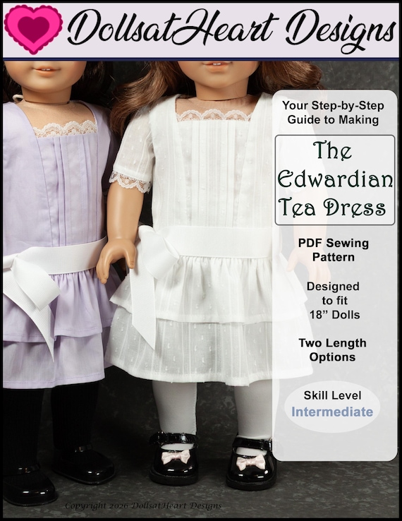 18 inch doll clothes pattern ~ The Edwardian Tea Dress PDF Sewing Pattern designed for AG Dolls