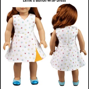 18 inch doll dress pattern ~ Lettie's Button Wrap Dress PDF Sewing Pattern crafted for fitting 18 inch Dolls image 4