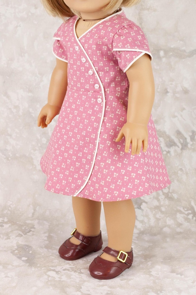 18 inch doll dress pattern ~ Lettie's Button Wrap Dress PDF Sewing Pattern crafted for fitting 18 inch Dolls image 6