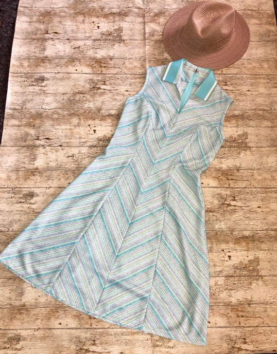 60s 70s true vintage stripe dress scooter mod psyc