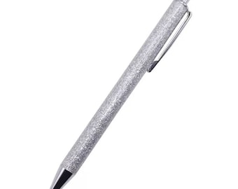 Silver  glitter pen •  journal pen • travellers notebook • floating glitter • confetti pen • metallic glitter pen • sparkly pen