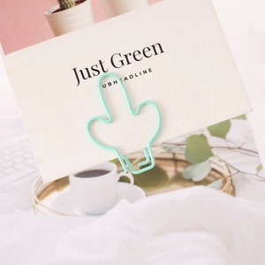 Graffetta Cactus • 5 clip Accessorio per agenda • graffetta succulenta • kawaii • clip per diario • clip per agenda • pennarelli per agenda • verde
