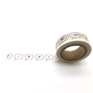 Love Speech Bubble Washi Tape • Planner washi tape • Cadeauverpakkingstape • Knutseltape • Plannerbenodigdheden • Afplaktape • Washi UK • hart