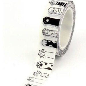 Cat Paw Washi • paw print • Planner washi tape • Gift wrapping tape • Crafting tape • Masking tape • Washi tape uk • black & white