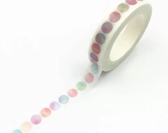 Thin rainbow spot Washi tape • Planner washi tape • Gift wrapping tape • slim washi • decorative • dot tape • Washi tape uk • watercolour