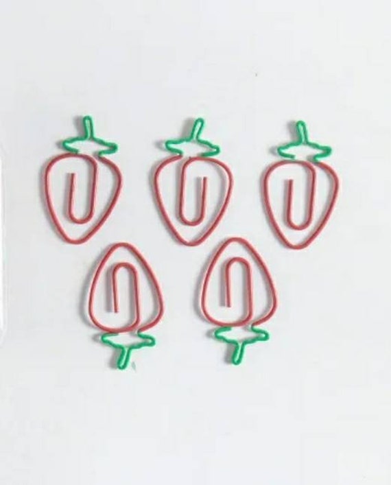 Strawberry Paper clip • 5 clips Planner Accessory • fruit paper clip •  kawaii • journal clips • planner clips • planner • bookmark • red