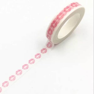 Nastro Washi sottili labbra rosa • Nastro washi pianificatore • Nastro regalo • nastro washi sottile • decorativo • nastro d'amore • nastro Washi uk • bacio • San Valentino