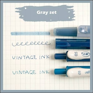 Set blu vintage • penna per diario • quaderno da viaggio • penna gel • penna blu grigia • penna metallica • penna roller • 0,5 mm • evidenziatore