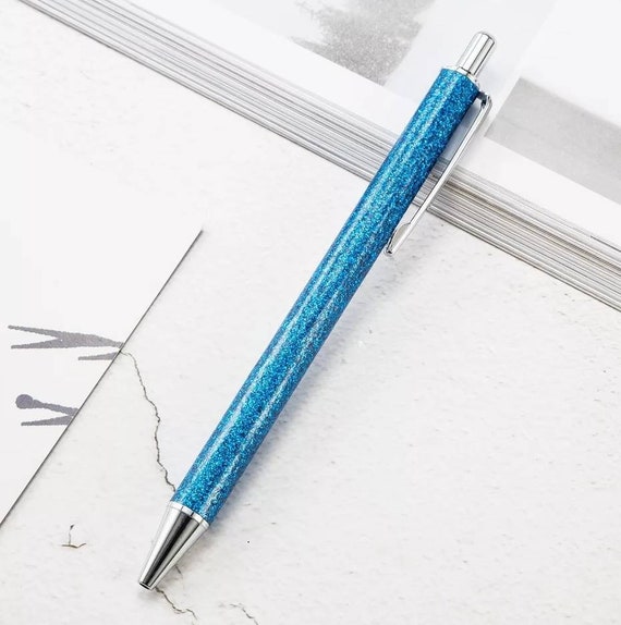 Blue glitter pen • journal pen • travellers notebook • floating glitter •  confetti pen • metallic glitter pen • sparkly pen
