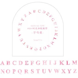 Cinta Washi con letras súper delgadas • Grifo washi para agenda • álbum de recortes • cinta washi delgada • cinta rosa • cinta estampada • Washi tape uk • cinta con letras