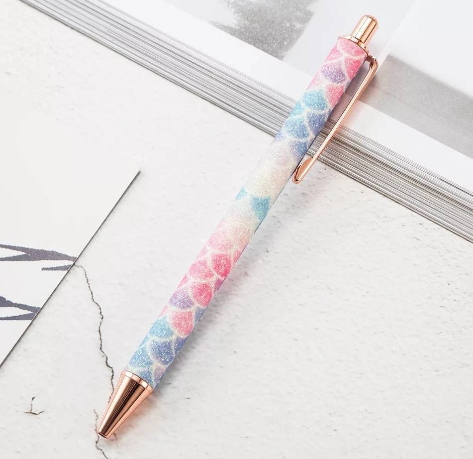 Mermaid bright rainbow • glitter pen •  journal pen • travellers • floating glitter • confetti pen • metallic glitter pen • sparkly