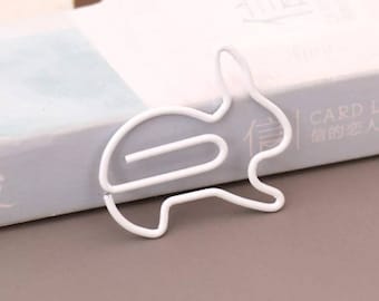 White rabbit Paper clip • 5 clips  Planner Accessory • animal paper clip • kawaii • journal clips • planner clip • planner marker • bunny