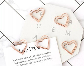 Rose gold Heart paperclip • 5 clips  Planner Accessory • love paper clip • journal clips • planner clips • planner markers • bookmark • love