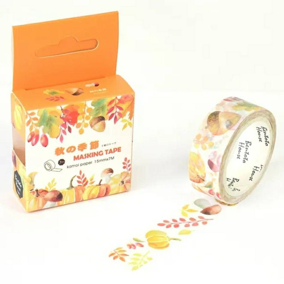 Autumn washi tape • Planner • Gift wrapping tape • Crafting tape • woodland •  mushroom • fall • pumpkin • halloween• leaf • • leaves