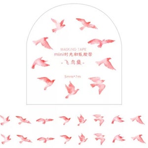 Nastro Washi super sottile con uccellini • Rubinetto washi pianificatore • album • nastro washi sottile • nastro rosa • nastro fantasia • nastro Washi uk