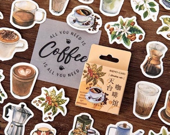 Coffee stickers • java Journal stickers • planner stickers • scrapbook stickers • cappuccino • espresso • brew stickers uk • vintage style