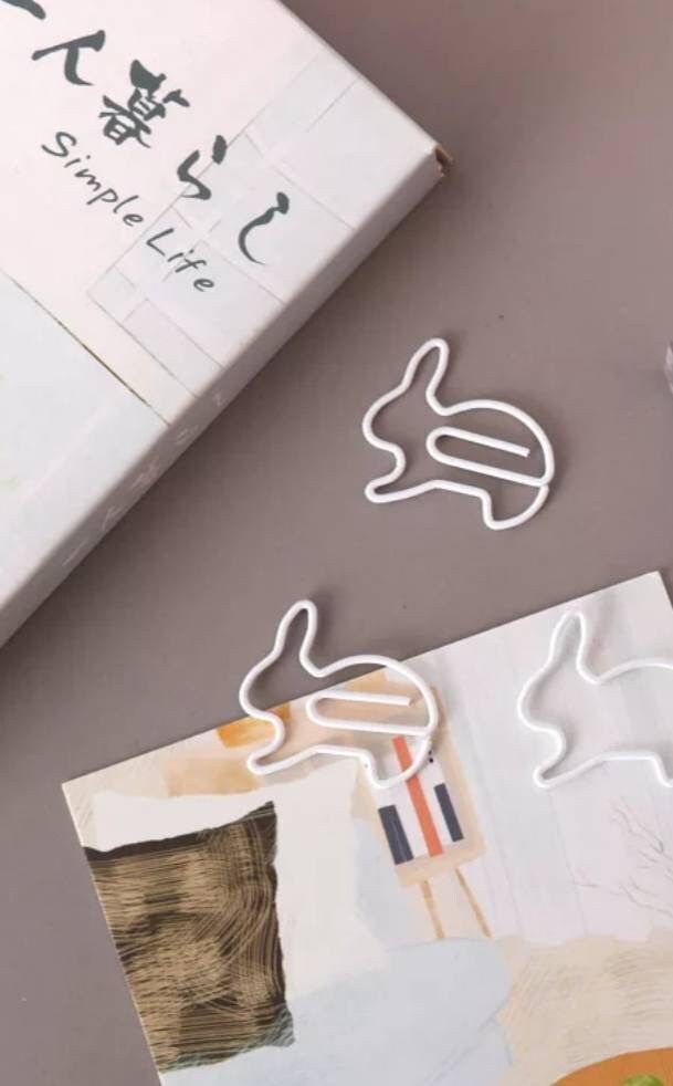 White Rabbit Paper Clip • 5 Clips Planner Accessory • Animal Paper Clip ...