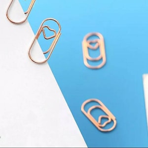 Mini graffetta a forma di cuore in oro rosa • 10 clip Accessorio per agenda • graffetta con amore • clip per diario •• pennarelli per agenda • segnalibro • amore