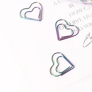 Graffetta a forma di cuore arcobaleno • 5 clip Accessorio per agenda • graffetta d&#39;amore • clip per diario • clip per agenda • pennarelli per agenda • segnalibro • amore