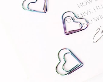 Rainbow Heart paperclip • 5 clips  Planner Accessory • love paper clip • journal clips • planner clips • planner markers • bookmark • love