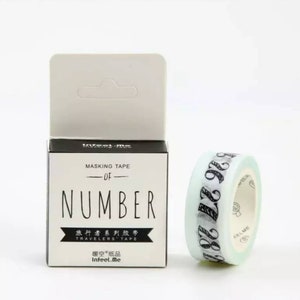 Nastro Washi con numeri • Nastro washi pianificatore • creazione di cartoline • album • nastro washi • nastro fantasia • nastro Washi uk • testo • numero • data