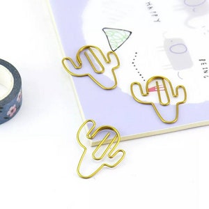 Graffetta Cactus • 5 clip Accessorio pianificatore • graffetta succulenta • kawaii • clip per diario • clip per pianificatore • pennarelli per pianificatore • oro