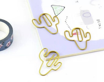 Cactus Paper clip • 5 clips  Planner Accessory • succulent paper clip • kawaii • journal clips • planner clips • planner markers • gold