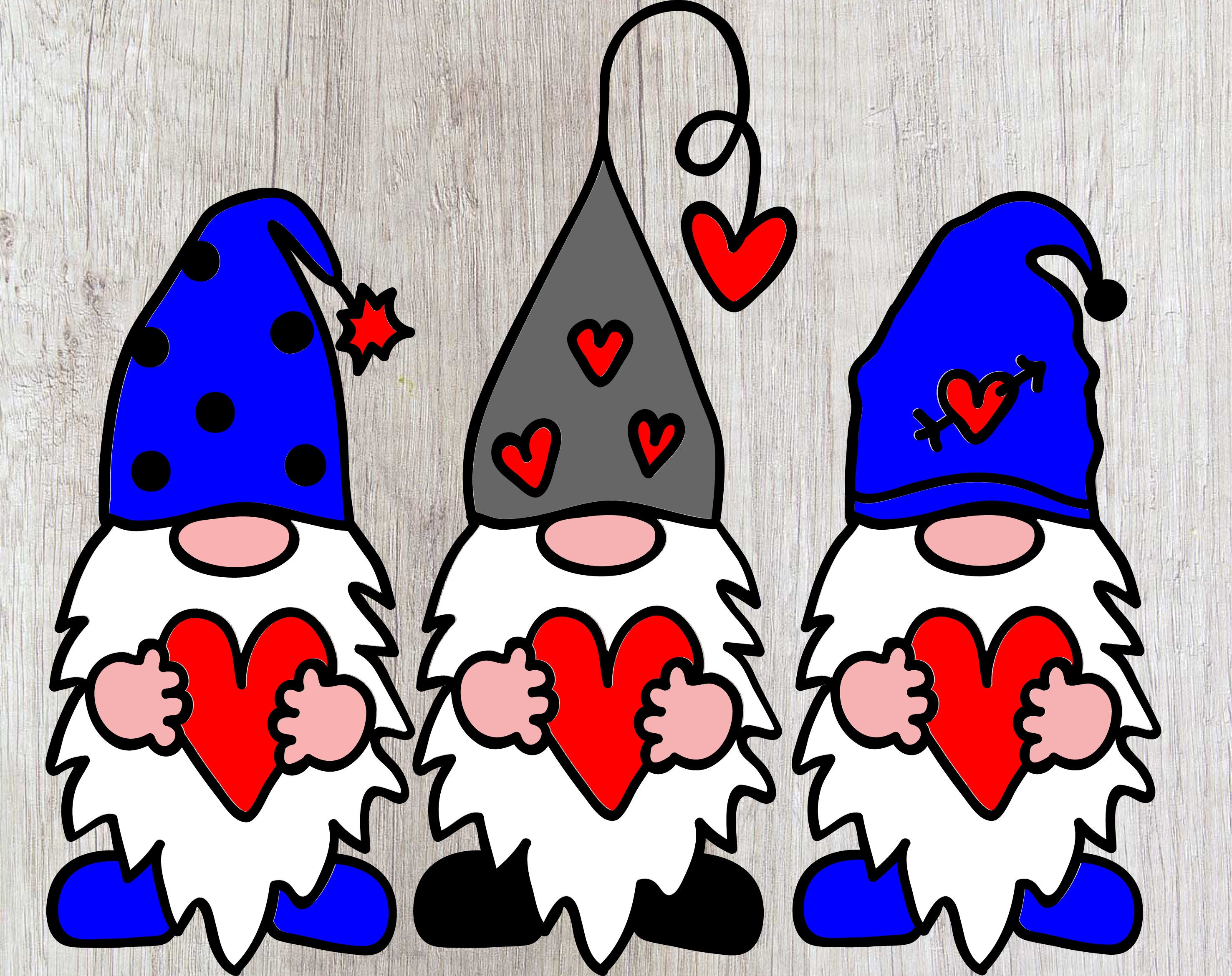 Download Three Gnomes Holding Hearts Svg Gnome with heart svg ...