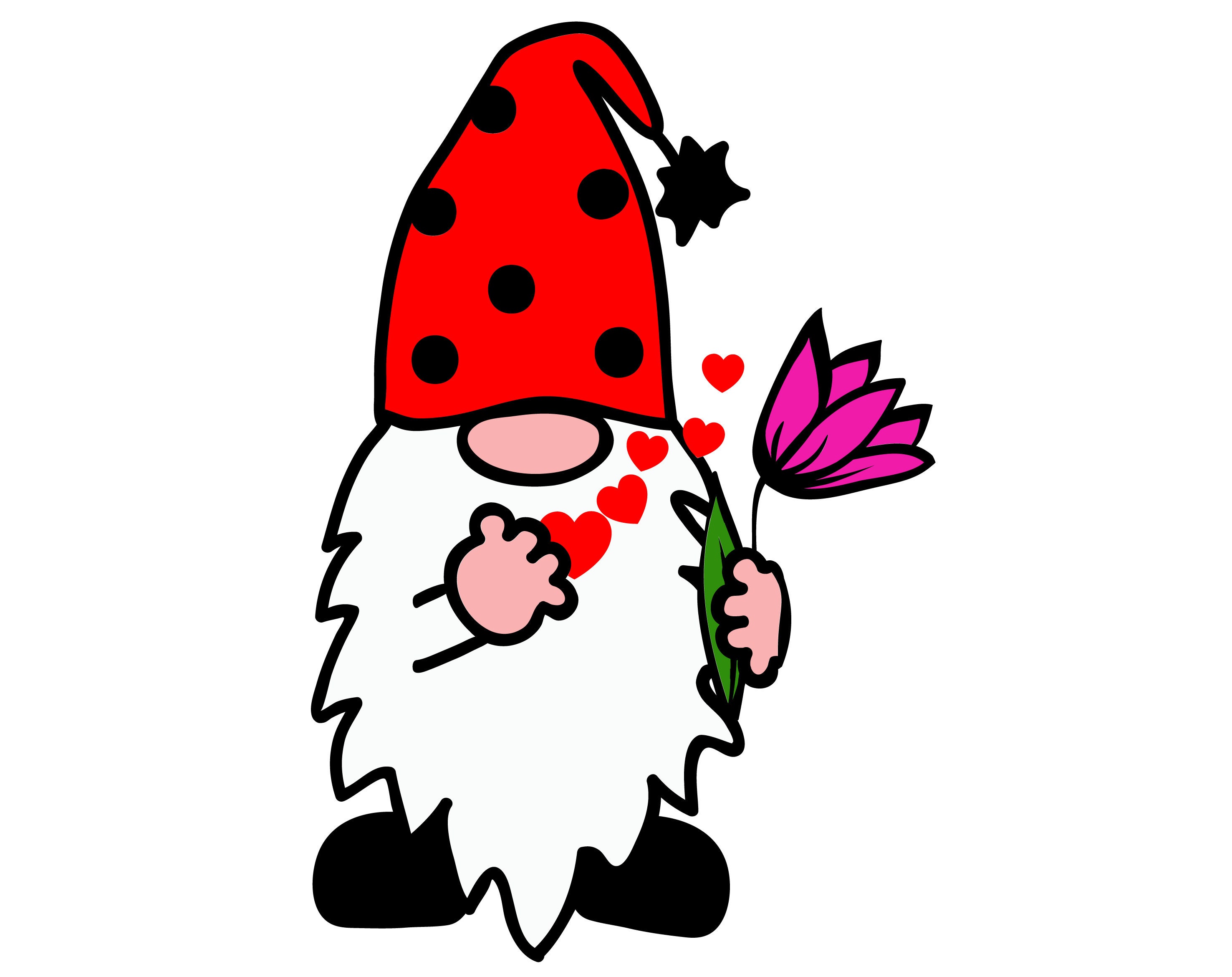 Download Gnomes Valentines Svg Gnome Holds The Flowers Svg Gnome With Etsy