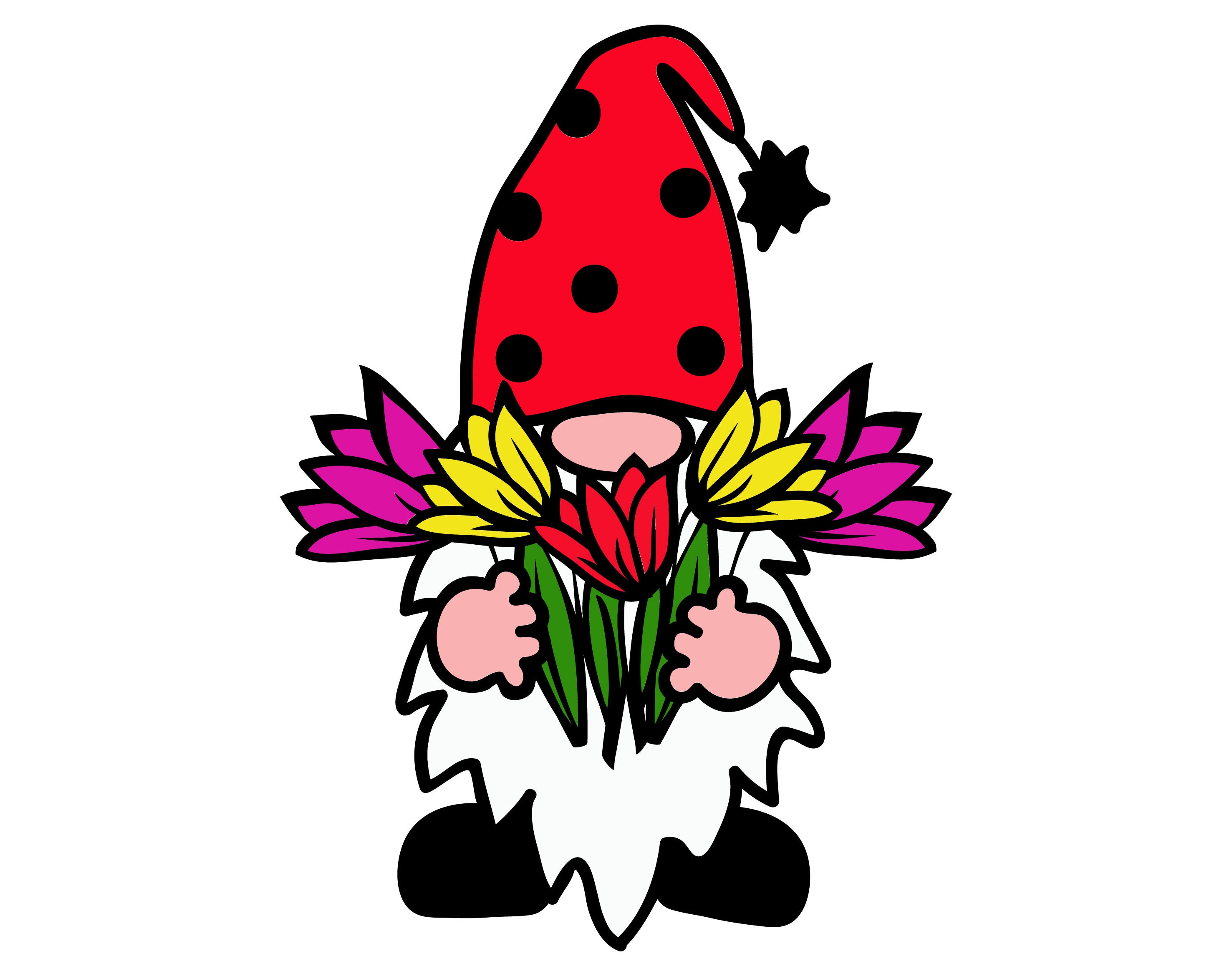 Download Gnomes Valentines Svg Gnome Holds The Flowers Svg Gnome With Etsy