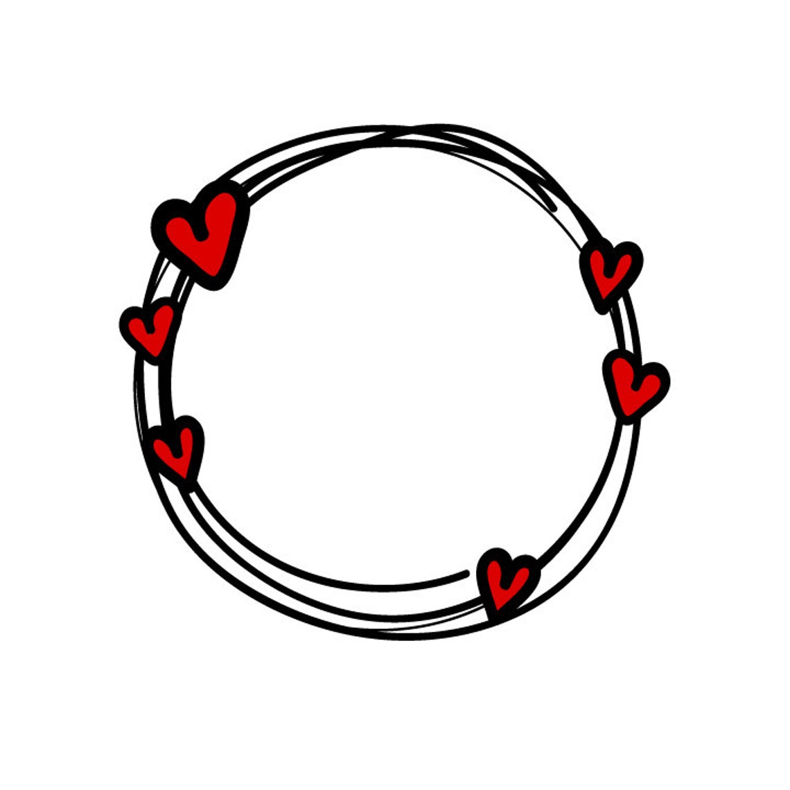 Love circle frame svg round frame svg love svg red heart svg Etsy