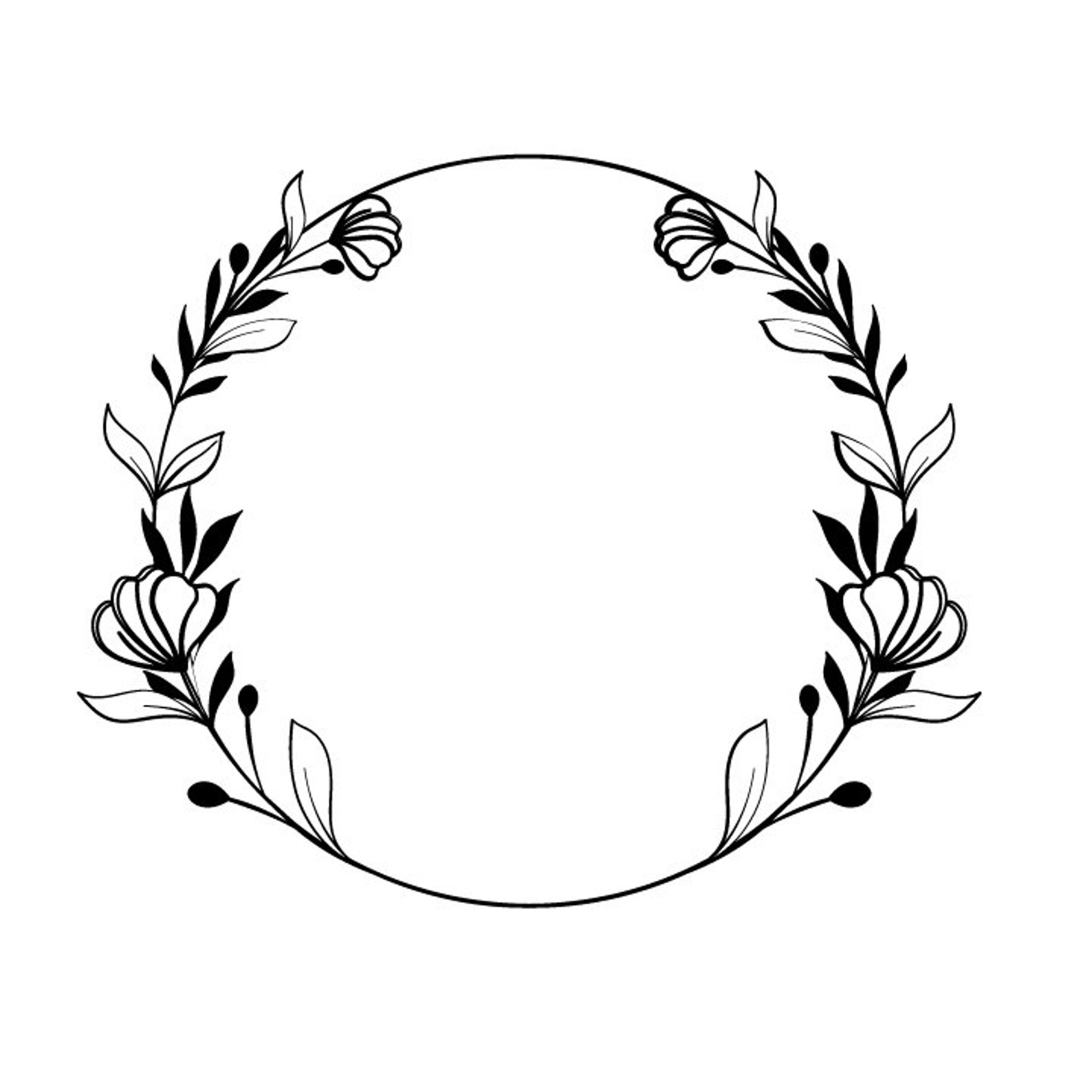 Floral Circle Frame Svg Flower Wreath Svg Flower Wreath Cut Etsy